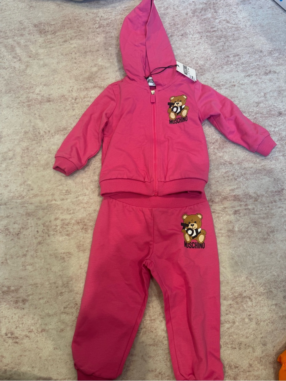 NWT Moschino Kids fuchsia pink Teddy Bear tracksuit set
